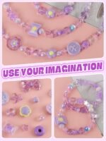 150PCS Purple Pastel Acrylic Beads Kawaii Bow Butterfly Flower Bracelet Jewelry Making Kit - Image 5