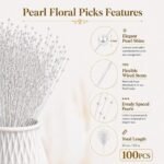 100PCS White String Pearl Sticks Artificial Pearls Wedding Bouquet DIY Craft Supplies - Image 2
