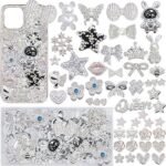 Black Silver Y2K Rhinestone Charms Kit: DIY Bling Phone Case Decor - Image 2