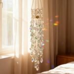 Green Crystal Suncatcher Hanging Window Prism with Chain Hook Rainbow Home Garden Decor