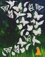 36PCS Bird Strike Window Decals Butterfly Feather Leaf Suncatcher Clings for Glass Windows