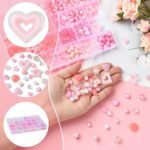 Pink Acrylic Beads Bracelet Making Kit: Flower, Heart, Star Charms DIY Craft Set - Image 2