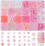Pink Acrylic Beads Bracelet Making Kit: Flower, Heart, Star Charms DIY Craft Set - Image 3