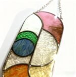 Geometric Tiffany Style Stained Glass Suncatcher Window Hanging Flowing Color Panel Decor - Image 3