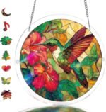 Emerald Flame Hummingbird Acrylic Puzzle Suncatcher Stained Glass Window Hanging Decor Gift