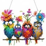 Colorful Birds Diamond Art Suncatcher Kit: DIY Gem Painting Window Hanging