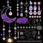 Amethyst Moon Star Suncatcher Kit: DIY Crystal Prism Wind Chime Boho Decor