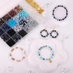 Neutral Glass Beads Kit: 24 Colors Marble, Gold Spacer Beads for Jewelry Making - Image 2