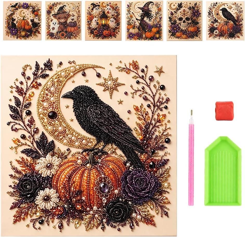 il_fullxfull.8353092299_nd2l.jpg Halloween Ghost Pearl Art DIY Kit: Bead Wall Display Craft Set - Image 1