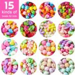 Kids Jewelry Making Kit: 1100PCS Beads, Charms, String, Scissors for DIY Bracelets - Image 3