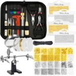 Jewelry Making Supplies Kit with Tools, Chains, Findings, Magnifier, Carry Bag