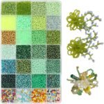 Glass Seed Beads Kit: 11200PCS 3MM Green Tones for Jewelry Making Crafts
