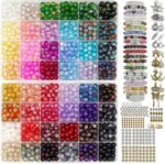 1450PCS Crackle Glass Beads Kit 48 Colors 8MM Bracelet Making Jewelry DIY Craft Supplies - Image 2