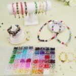 1450PCS Crackle Glass Beads Kit 48 Colors 8MM Bracelet Making Jewelry DIY Craft Supplies