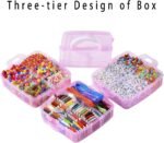 Friendship Bracelet Making Kit 4900PCS Beads 44 Color Embroidery Floss Jewelry Craft Organizer Pink - Image 3
