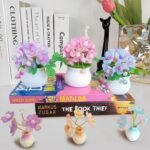 DIY Beaded Lavender Flower Kit: Mini Potted Plant Craft Set, Desktop Vase Ornament