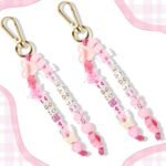 Pastel Pink Alphabet Bead Keychain Kit: Heart, Star, Flower Charms, DIY Craft Set - Image 3