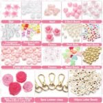 Pastel Pink Alphabet Bead Keychain Kit: Heart, Star, Flower Charms, DIY Craft Set - Image 2