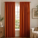 Orange Velvet Curtains | Luxury Window Panels | Blackout Curtain Panel | Modern Living Room Bedroom Window Decor