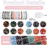 600PCS 8MM Crackle Glass Beads Kit | 12 Colors Crystal Beads, Elastic Cord (Bracelet Making) - Image 3