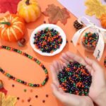 Halloween Beads Kit: 500PCS 8MM Black Purple Orange Green Faux Pearl Charms - Image 4