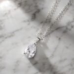 Teardrop CZ Necklace | Dainty Water Drop Pendant Necklace | Bridal Wedding Jewelry | Minimalist Gift For Her | Elegant Crystal Necklace - Image 8