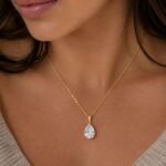Teardrop CZ Necklace | Dainty Water Drop Pendant Necklace | Bridal Wedding Jewelry | Minimalist Gift For Her | Elegant Crystal Necklace