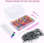 Glitter Hair Beads Kit for Braids | 1008PCS Pony Beads, Rubber Bands, Beaders, Comb, Clips - Image 3