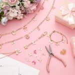 Pink Bow Butterfly Enamel Charms Jewelry Making Kit with Pliers – DIY Crafts