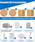 DIY Mosaic Coaster Kit: 4 Glass Tile Sets, Wooden Bases, Craft Gift - Image 3