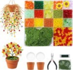 DIY Beaded Plant Kit: Autumn Glass Beads, Suncatcher, Jewelry Making Craft Set