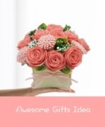 DIY Felt Flower Bouquet Craft Kit: Pink Roses, Carnations, Beginner Floral Decor - Image 2