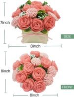 DIY Felt Flower Bouquet Craft Kit: Pink Roses, Carnations, Beginner Floral Decor - Image 3