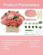 DIY Felt Flower Bouquet Craft Kit: Pink Roses, Carnations, Beginner Floral Decor - Image 4