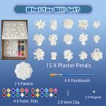 15PCS Flower Magnet Painting Kit DIY Plaster Craft Set Fridge Magnet Party Favor Gift - Image 3