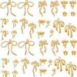 Gold Plated Bow Charms for Jewelry Making, Bracelets, Keychains, DIY Crafts (48PCS) - Image 3