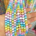 60PCS 6MM Colorful Selenite Gypsum Crystal Stone Beads for Jewelry Making DIY Bracelet Crafts - Image 2