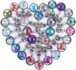50PCS European Style Beads, Silver Plated Spacer Beads, Colorful Crystal Life Tree Pendant - Image 2