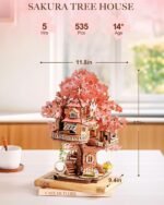 DIY Sakura Tree House Miniature Kit: 3D Wooden Puzzle Model Craft Home Décor - Image 3