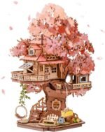 DIY Sakura Tree House Miniature Kit: 3D Wooden Puzzle Model Craft Home Décor