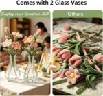 DIY Flower Bouquet Kit 600PCS Pipe Cleaner Craft Set with Glass Vases Chenille Stem Flowers Gift - Image 5