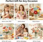 DIY Flower Bouquet Kit 600PCS Pipe Cleaner Craft Set with Glass Vases Chenille Stem Flowers Gift - Image 4