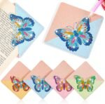 Butterfly Diamond Painting Corner Bookmarks, DIY Leather Diamond Art Craft (4PCS) - Image 2