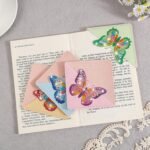 Butterfly Diamond Painting Corner Bookmarks, DIY Leather Diamond Art Craft (4PCS)