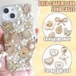 Gold White Flower Rhinestone Heart Bow Charms Kit (DIY Phone Case) - Image 4