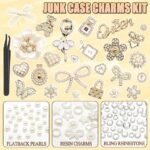 Gold White Flower Rhinestone Heart Bow Charms Kit (DIY Phone Case) - Image 5