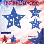 Labor Day Wooden Stars | Red White Blue Patriotic Decor | 6 Inch 3D Glitter Stars | Memorial Day Tiered Tray Table Decor - Image 2