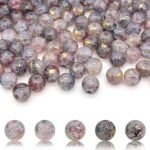 400PCS 8MM Gold Pink Crackle Glass Beads: Round Spacer Beads for Jewelry Making - Image 2
