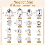 120PCS White Sew On Rhinestones Large Flatback Gems Silver Crystal Charms for Bedazzling Crafts - Image 3