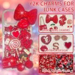 Red Junk Phone Case Charms Kit: Rhinestone, Diamond Bow, Cherry, Lollipop DIY Decor - Image 3